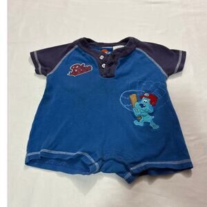 Vintage Nick Jr 2006 Y2k Blues Clues 12M Romper One Piece Embroidered Baseball